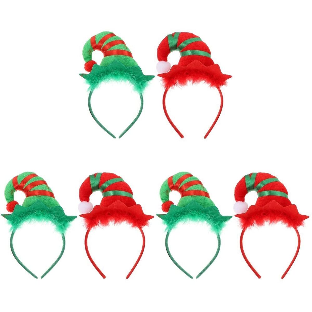 3550 6 PCS Christmas Elves Hat Headband Christmas Party Hat Elves Hairband